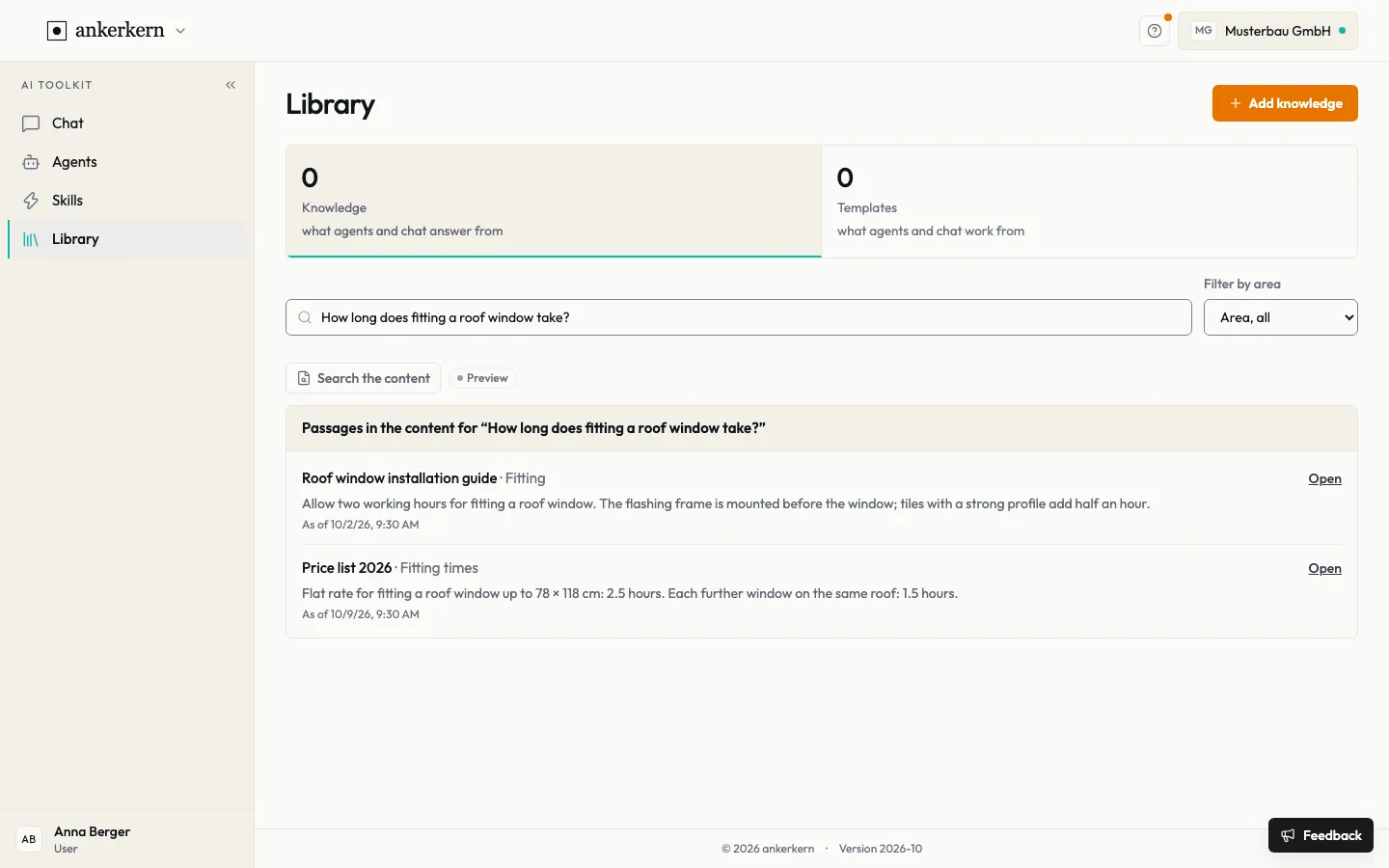 The library with passages from the content for a question