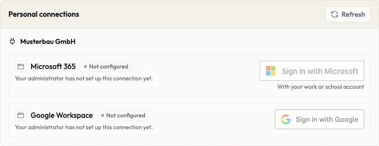 Personal connections with Microsoft 365 and Google Workspace