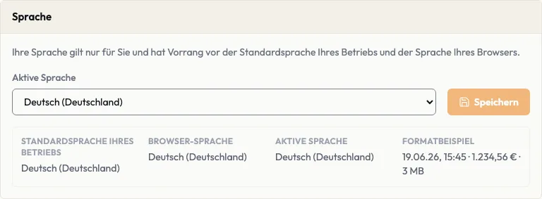 Die Spracheinstellung in den Einstellungen
